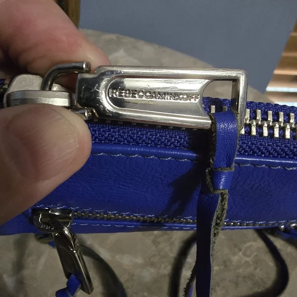 Rebecca Minkoff Mini Mac Cobalt Blue Zipper & Fringe Crossbody Bag - Picture 11 of 12